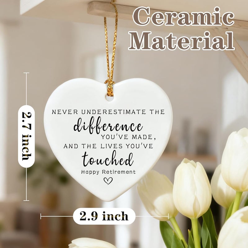 Jocidea Never Underestimate The Difference You’ve Made, and The Lives You’ve Touched - Appreciation Gifts, Retirement Gifts for Women, Men, Coworker, Boss, Employee, Teacher, Nurse | Heart Christmas Ornament - Image 2
